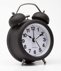 Twin Bell Vintage Alarm Clock Black & White with Backlight