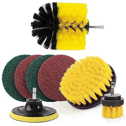 8 Pcs Power Drill Scrub Pads & Brush Set for Deep Cleaning