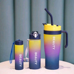 3-Piece Gradient Water Bottles & Mugs Set – BPA-Free, Leakproof, 32oz