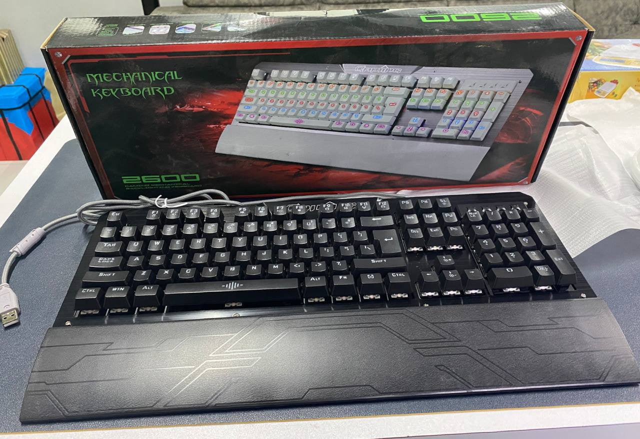 Black USB Mechanical Gaming Keyboard with LED Backlit, No Numlock