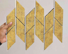 Rectangular Metal Tiles 3D Wall Paper - Self-Adhesive Backsplash for Modern Renovation