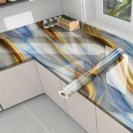 Blue & Golden Marble Foil - Elegant Decorative Wrap (Ta-055)