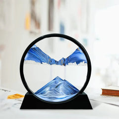 7-Inch Blue Quick Sand Art Painting with Flowing 3D Landscape