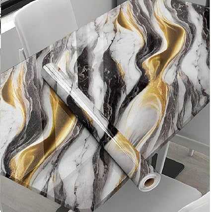 Black Gold Marble Foil Wallpaper - Elegant & Luxurious Design