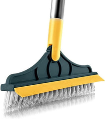 2-in-1 Tile Cleaning Brush with Scraper and Squeegee