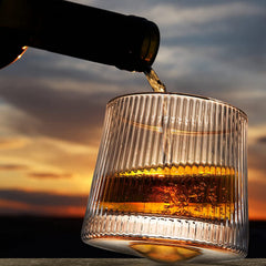Set of 6 Rotatable Crystal Whiskey Glasses with Patterned Design