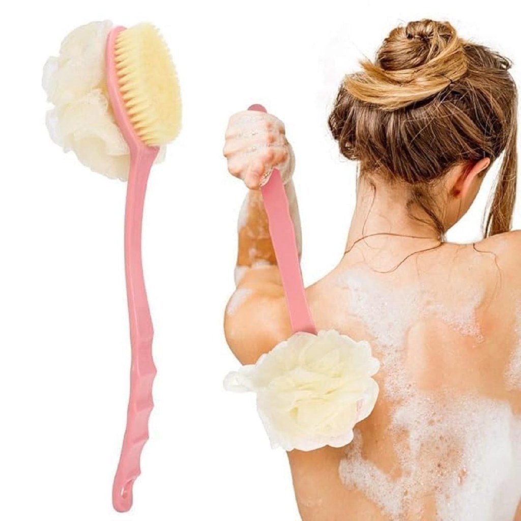 2-in-1 Bath Brush & Loofah Back Scrubber for Exfoliating & Cleansing