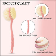 2-in-1 Bath Brush & Loofah Back Scrubber for Exfoliating & Cleansing