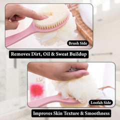 2-in-1 Bath Brush & Loofah Back Scrubber for Exfoliating & Cleansing