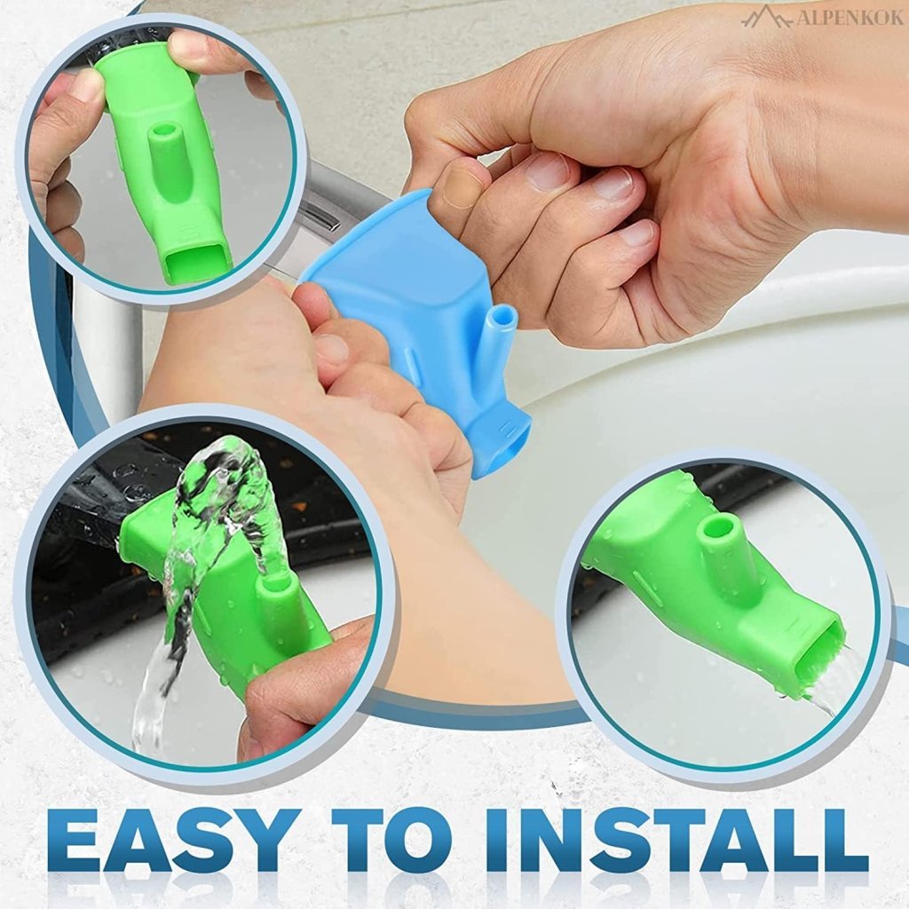 2-in-1 Silicone Faucet Extender for Kids & Bathroom Sink Water Saving Tap Extension
