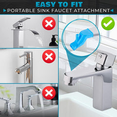 2-in-1 Silicone Faucet Extender for Kids & Bathroom Sink Water Saving Tap Extension