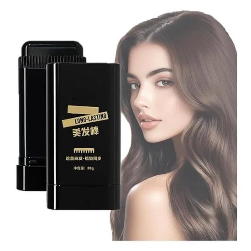 2-in-1 Hair Dye Stick for White Hair Cover & Touch-Up, Waterproof & Long-Lasting (Black, 20g)