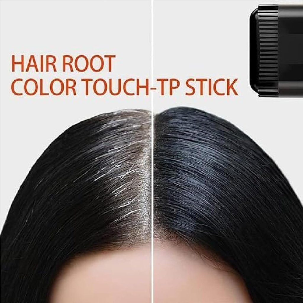 2-in-1 Hair Dye Stick for White Hair Cover & Touch-Up, Waterproof & Long-Lasting (Black, 20g)