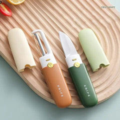 2-in-1 Stainless Steel Knife & Peeler Set with Case – Kitchen Essential Pack of 1