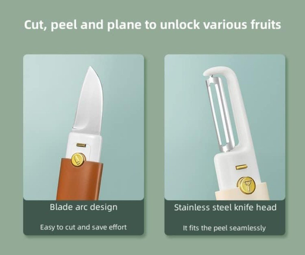 2-in-1 Stainless Steel Knife & Peeler Set with Case – Kitchen Essential Pack of 1
