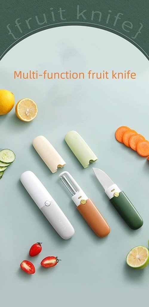 2-in-1 Stainless Steel Knife & Peeler Set with Case – Kitchen Essential Pack of 1