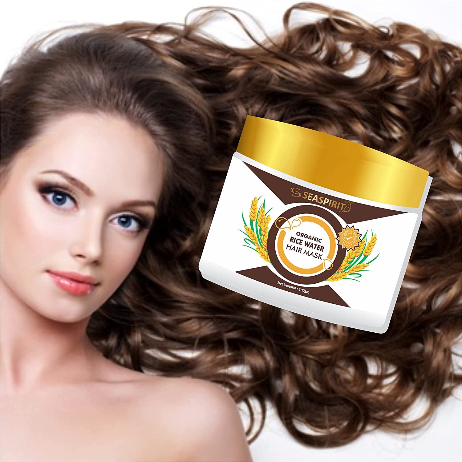 Organic Rice Water Hair Mask for Dry, Frizzy Hair - Strength & Growth
