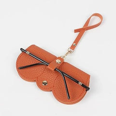Leather Sunglasses Case with Adjustable Strap & Removable Hooks