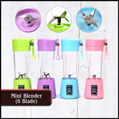 Portable 6-Blade USB Rechargeable Electric Juicer Blender