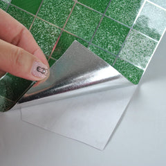 Green Checks Oil-Proof Foil Paper & Sticker for Kitchen