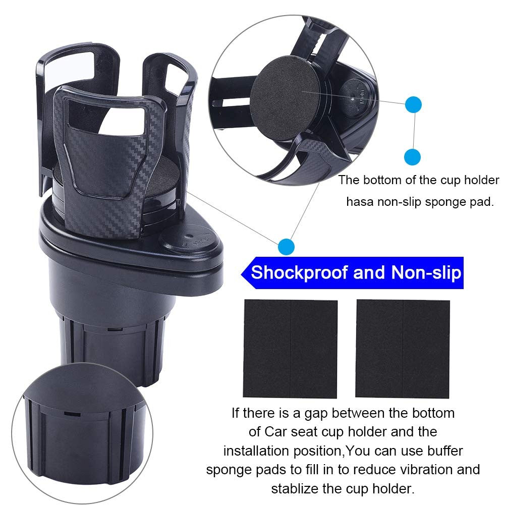 Multifunctional 2-in-1 Car Cup Holder Extender with Phone & Snack Storage