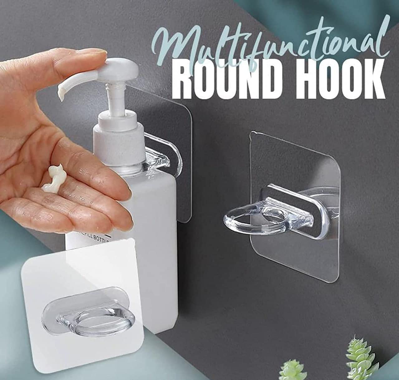 Multi-Functional Transparent Adhesive Wall Hook with Stainless Steel Load Capacity