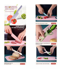 6-Piece Color Printing Kitchen Knife Set with Stainless Steel Blades