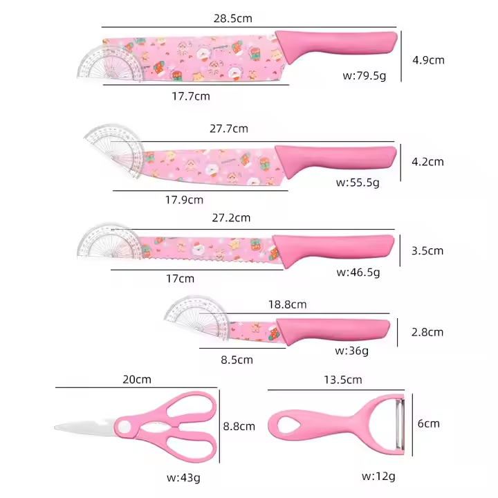 6-Piece Color Printing Kitchen Knife Set with Stainless Steel Blades