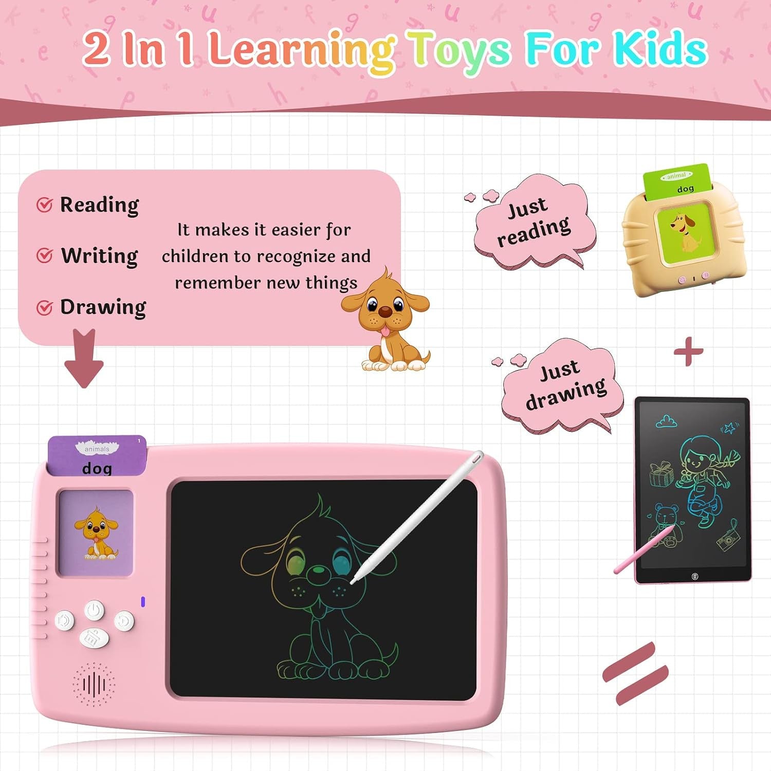 2-in-1 Talking Flash Card & LCD Doodle Board for Kids