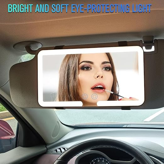 Dimmable Touch Car Vanity Mirror with Lights & 3 Light Modes