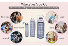 3-Pack Transparent Motivational Water Bottles for Drinking & Fitness