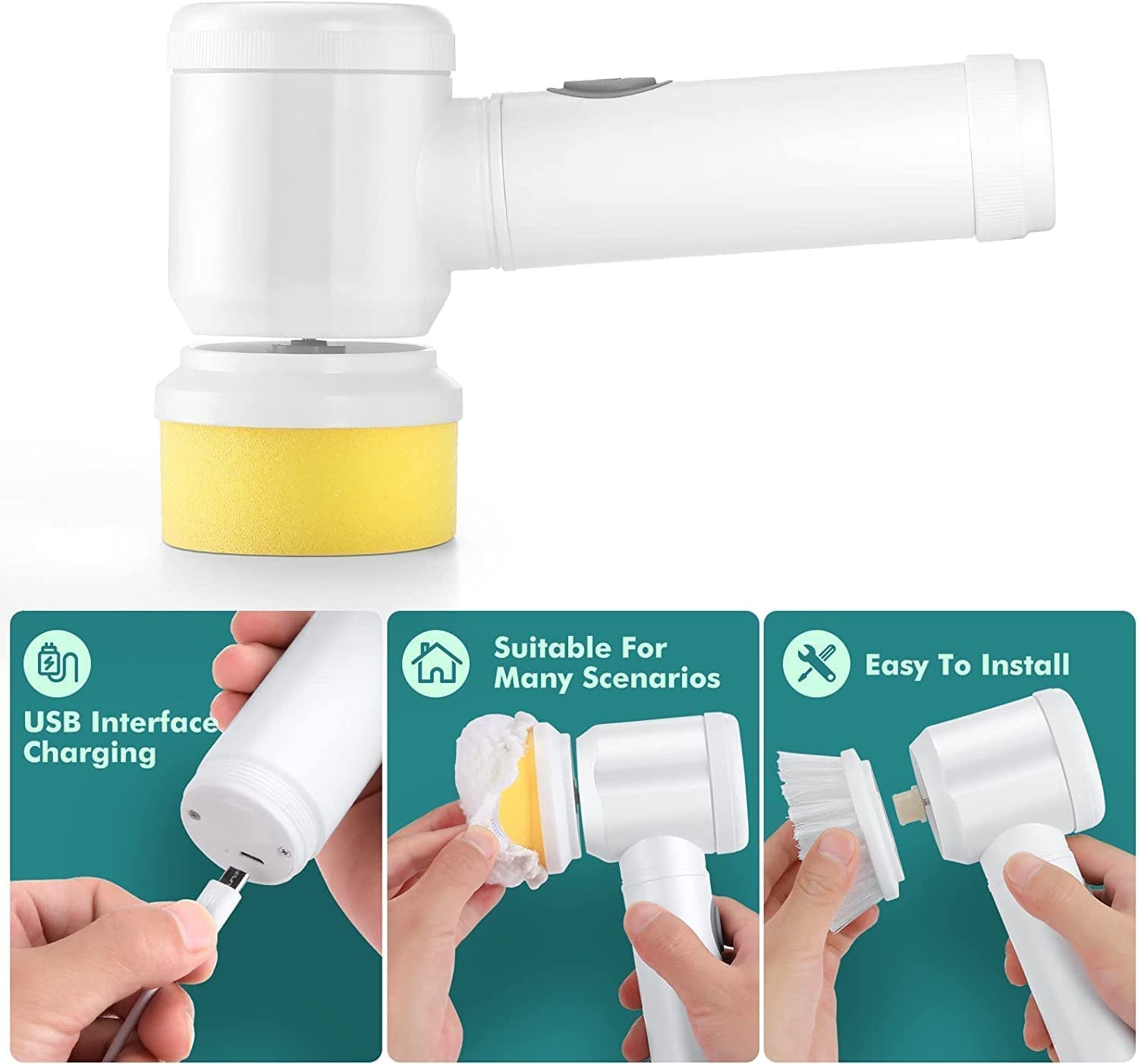 5-in-1 Electric Spin Scrubber for Bathroom & Kitchen Cleaning