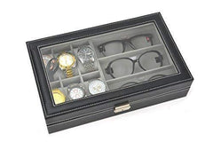 Elegant 6 Slot Watch & 3 Slot Sunglasses Organizer with Lock