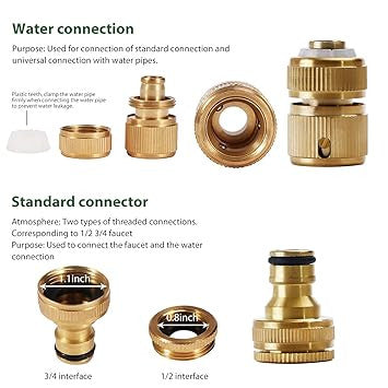 4Pcs Brass Garden Hose Quick Connect Tap Pipe Connectors