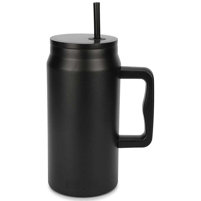 1500ml Insulated Stainless Steel Mug with Handle and Straw