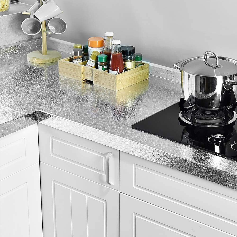 Aluminium Foil Kitchen Backsplash Stickers - Oil Proof & Heat Resistant