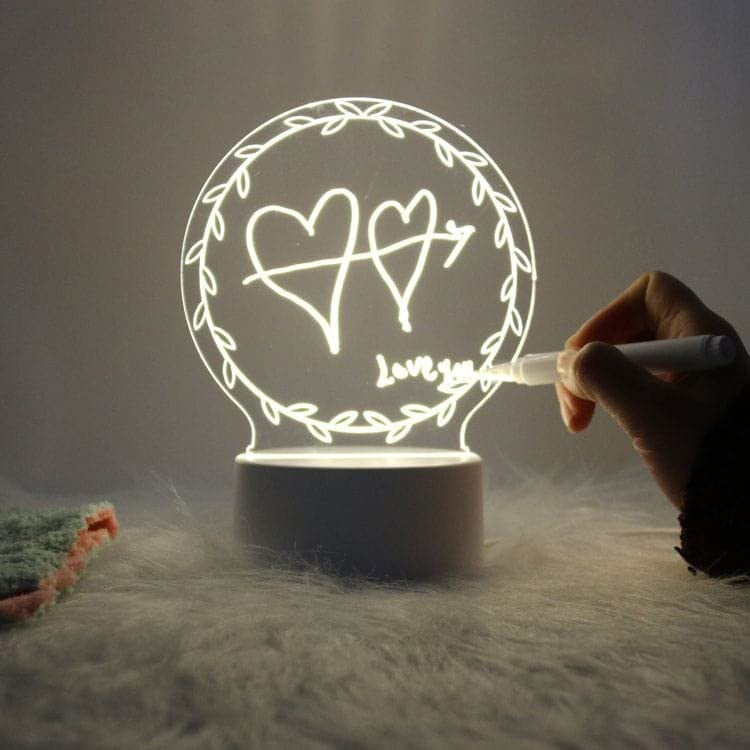 3D Acrylic Message Board with Light, Pen, Night Lamp, Rewritable