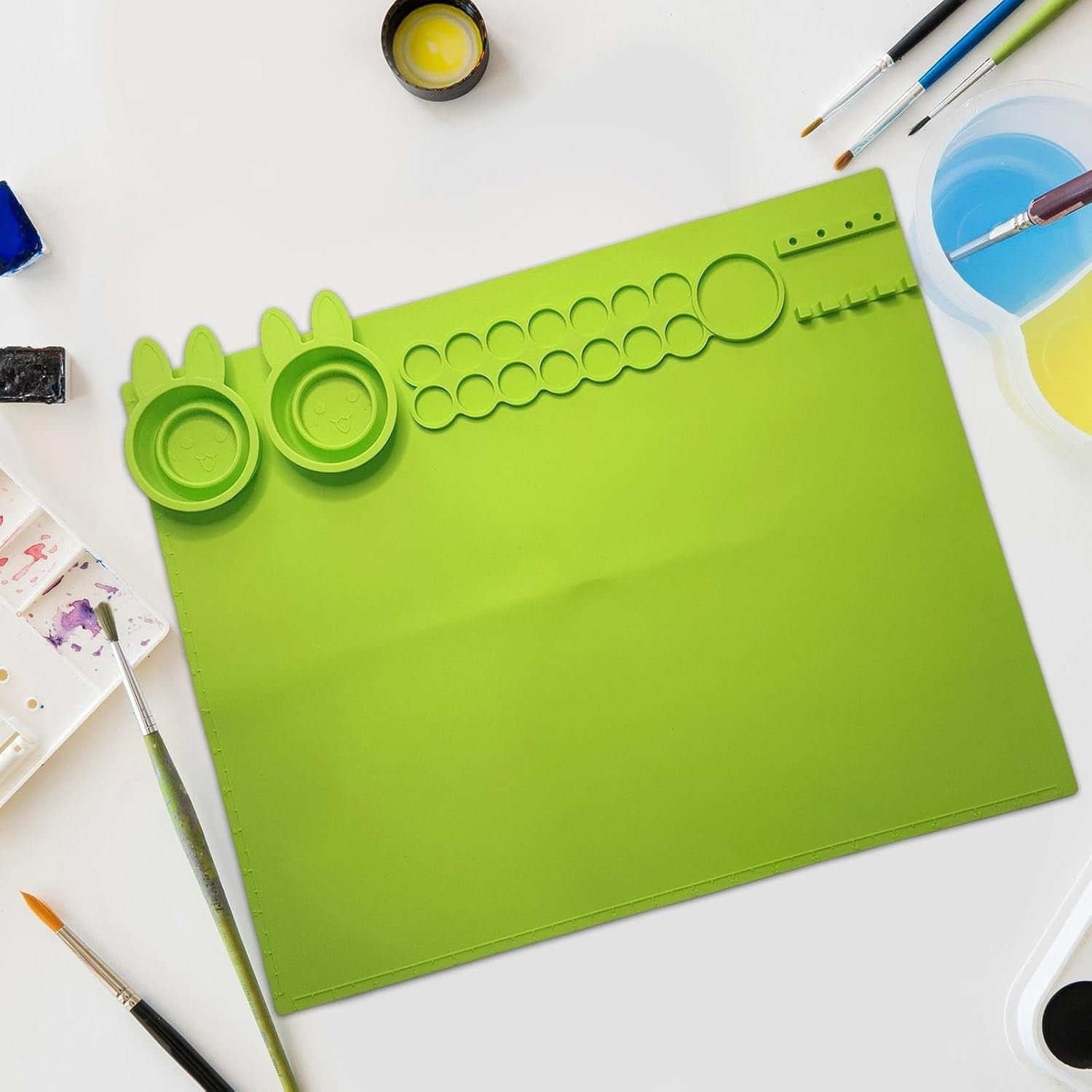Silicone Painting Mat for Kids with Pop-Up Water Cup - Craft & Art Surface