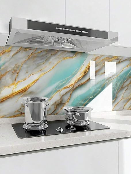 Sky Blue & Gold Marble Foil (TA-052) - Elegant Blue & Gold Design
