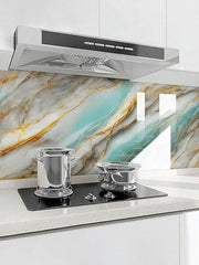 Sky Blue & Gold Marble Foil (TA-052) - Elegant Blue & Gold Design