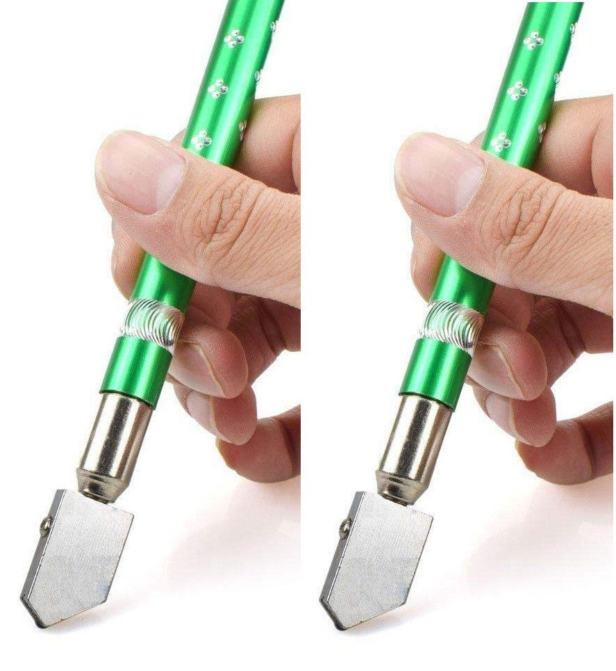 Professional Glass Cutter Pen with Diamond Set, Steel Blade & Anti-slip Handle