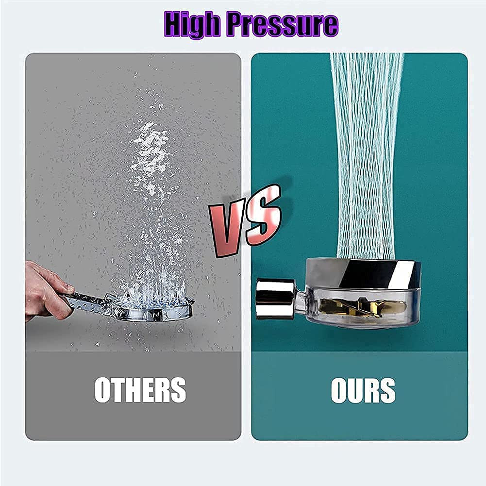 Turbo Fan Handheld Shower Head with Filter, Pause & 360° Rotation