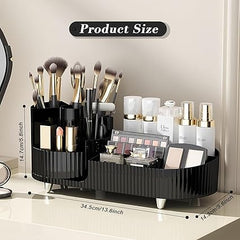 360° Rotating Makeup Organizer with Brush Holder