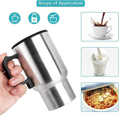 Stainless Steel Car Travel Mug with 12V Electric Kettle & Heating