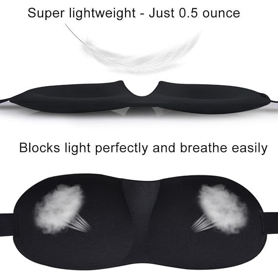Black Eye Mask 3D Sleep Mask & Black Head Band for Rest