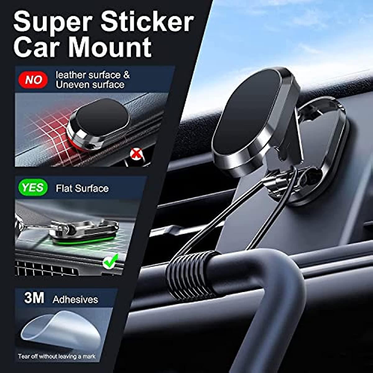 Magnetic 360° Rotating Car Phone Holder with Strong Suction
