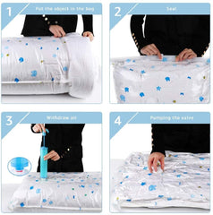 5 Pcs Vacuum Storage Bags with Pump - Space Saver & Reusable