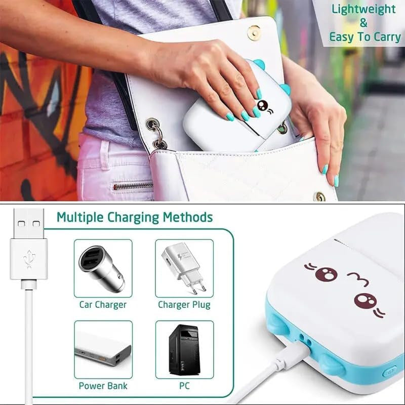 Mini Bluetooth Thermal Printer - Portable, Clear, Wireless Printing