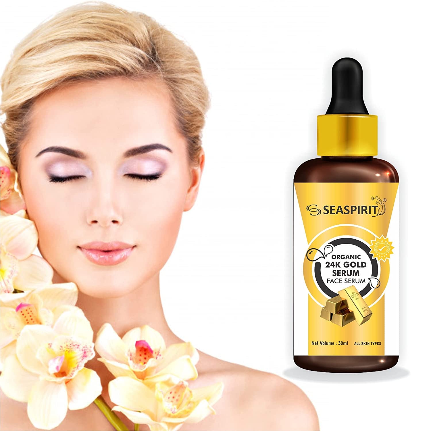 24K Gold Face Serum - Organic Radiant Glow for All Skin Types