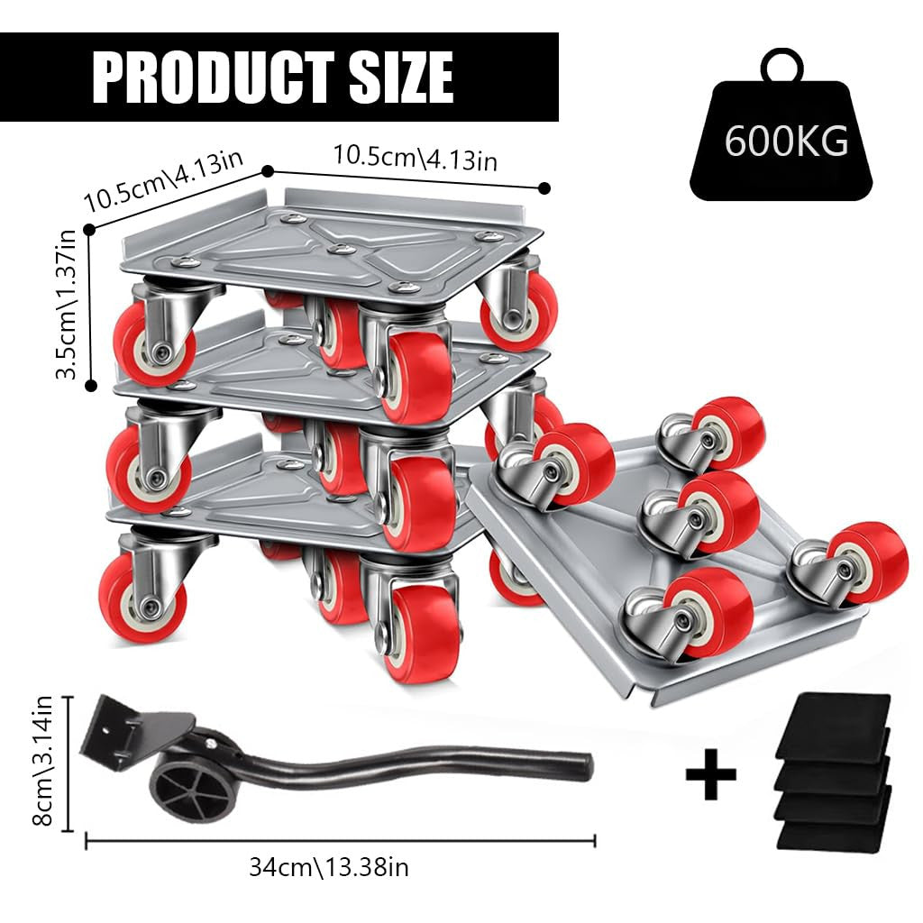 Heavy Duty 5 Wheel Furniture Lifter with Silent Rubber Wheels and Stand